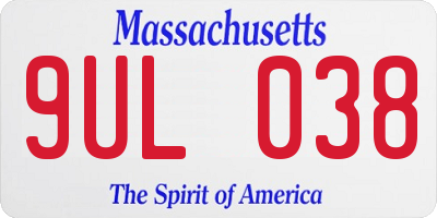 MA license plate 9UL038