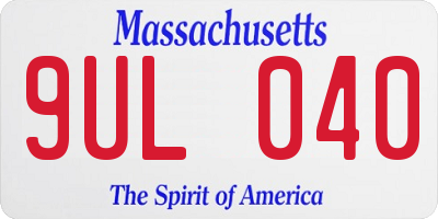 MA license plate 9UL040