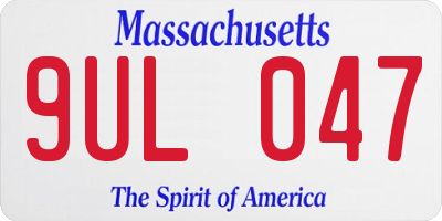 MA license plate 9UL047