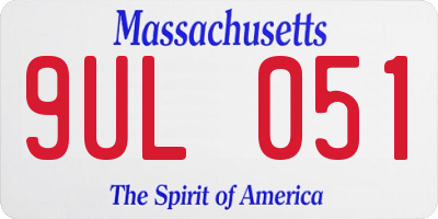 MA license plate 9UL051
