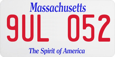MA license plate 9UL052