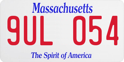 MA license plate 9UL054