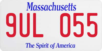 MA license plate 9UL055