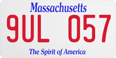 MA license plate 9UL057