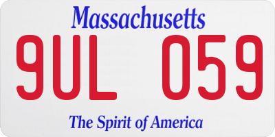 MA license plate 9UL059