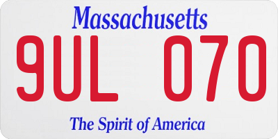 MA license plate 9UL070