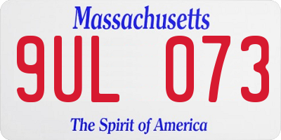 MA license plate 9UL073
