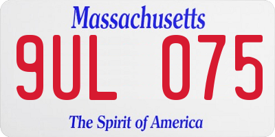 MA license plate 9UL075