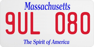 MA license plate 9UL080