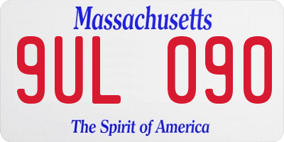 MA license plate 9UL090
