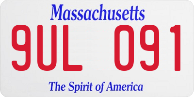 MA license plate 9UL091