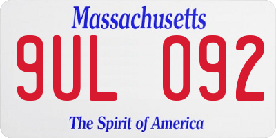 MA license plate 9UL092
