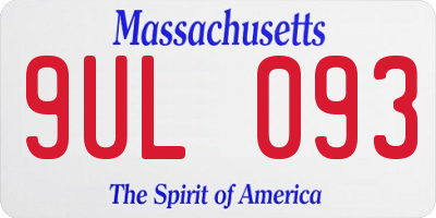 MA license plate 9UL093
