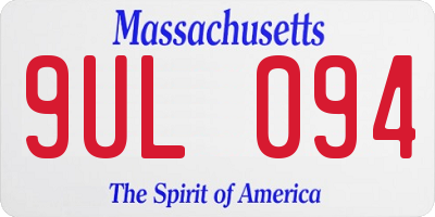 MA license plate 9UL094