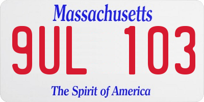 MA license plate 9UL103