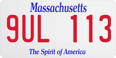 MA license plate 9UL113