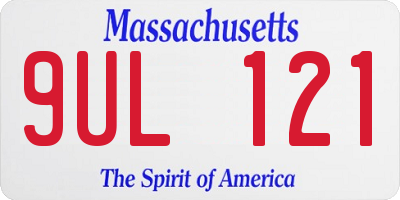 MA license plate 9UL121
