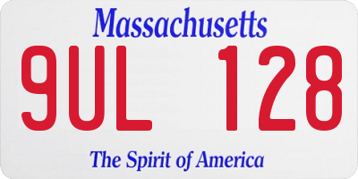 MA license plate 9UL128
