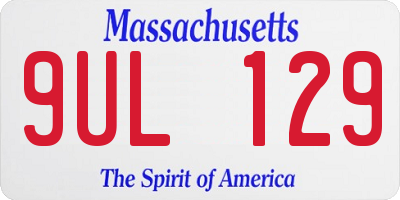 MA license plate 9UL129