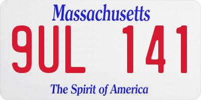 MA license plate 9UL141