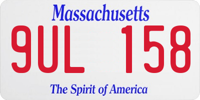 MA license plate 9UL158