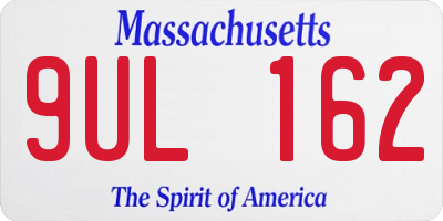 MA license plate 9UL162