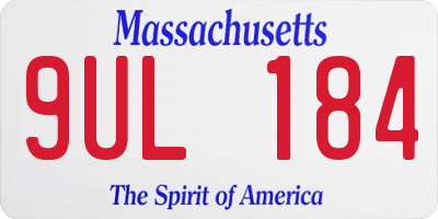 MA license plate 9UL184
