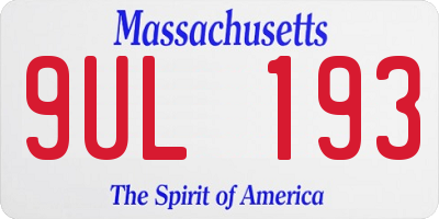 MA license plate 9UL193