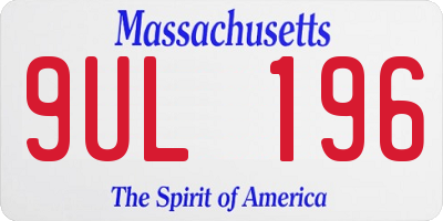 MA license plate 9UL196