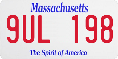 MA license plate 9UL198