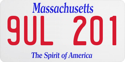 MA license plate 9UL201