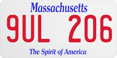 MA license plate 9UL206
