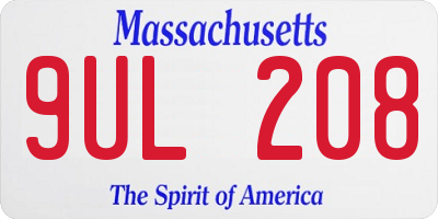 MA license plate 9UL208