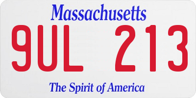 MA license plate 9UL213
