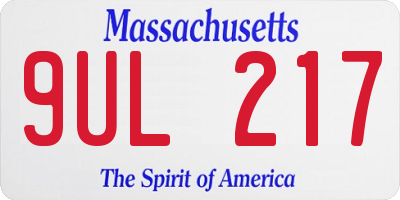 MA license plate 9UL217