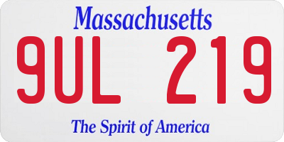 MA license plate 9UL219