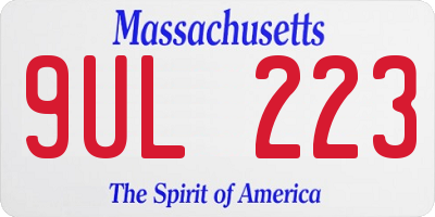 MA license plate 9UL223