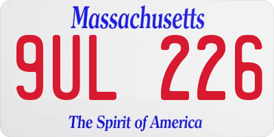 MA license plate 9UL226