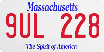 MA license plate 9UL228