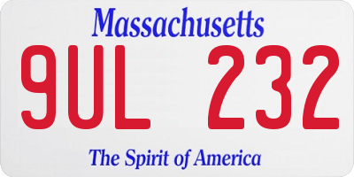 MA license plate 9UL232