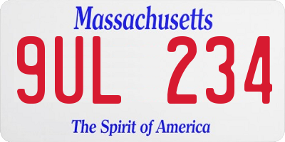 MA license plate 9UL234