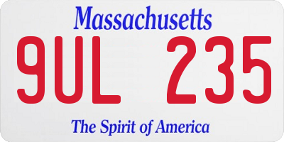 MA license plate 9UL235