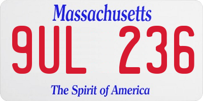 MA license plate 9UL236