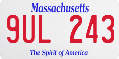 MA license plate 9UL243