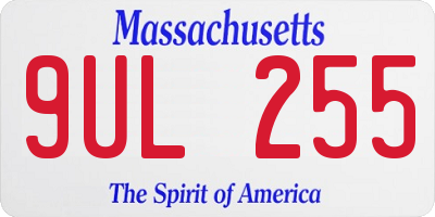 MA license plate 9UL255