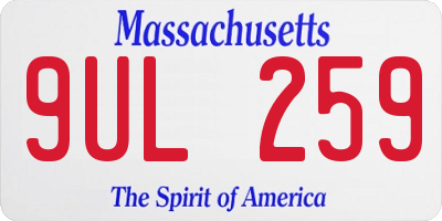 MA license plate 9UL259