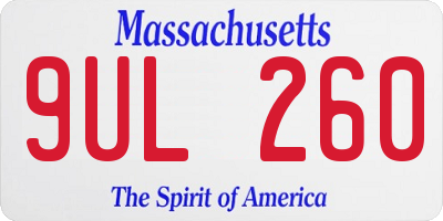 MA license plate 9UL260
