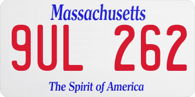 MA license plate 9UL262