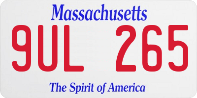 MA license plate 9UL265
