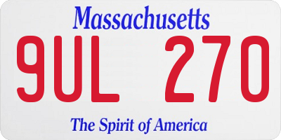 MA license plate 9UL270